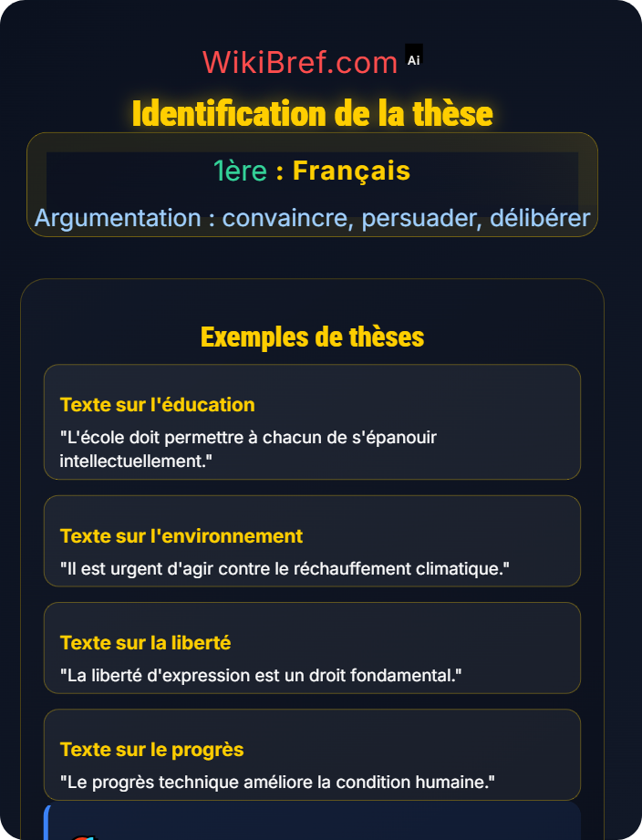 Identification de la thèse Lire des textes argumentatifs