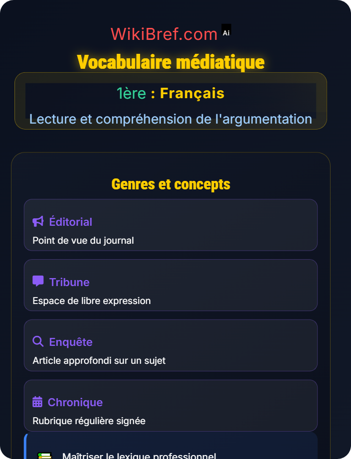 Vocabulaire médiatique La presse et les médias