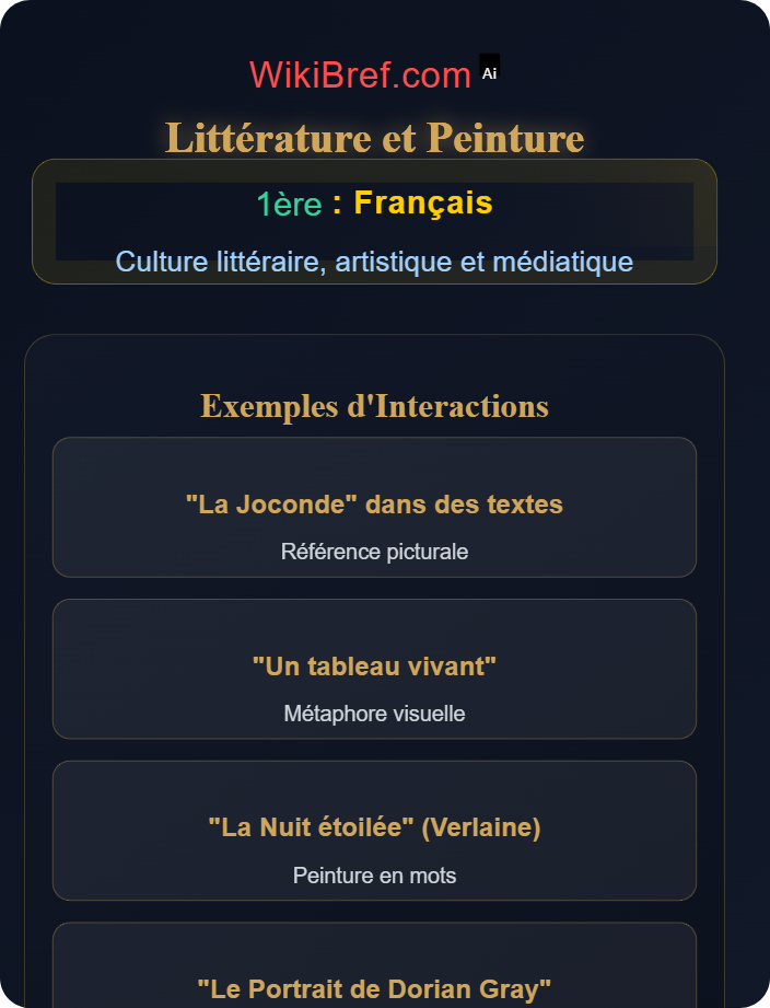 Littérature et peinture Littérature et arts