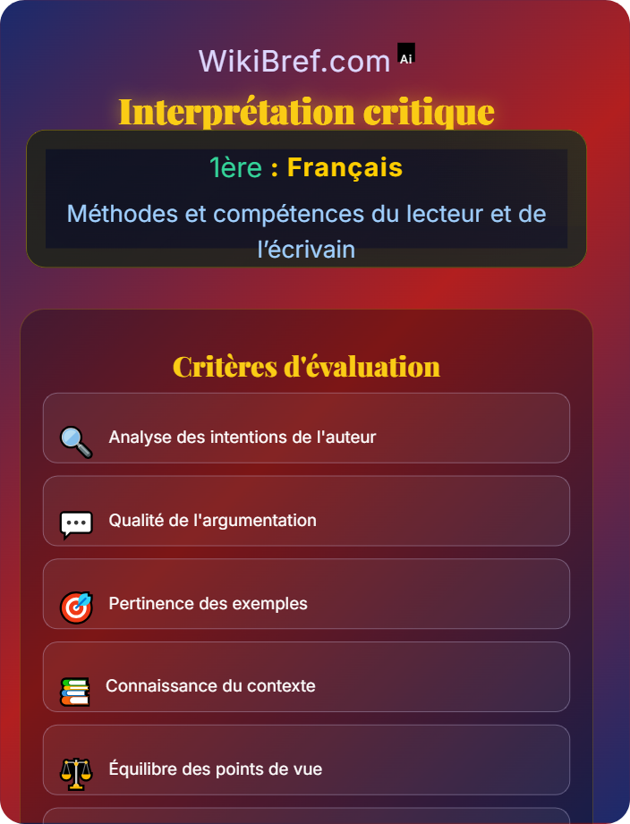 Interprétation critique Lire et comprendre