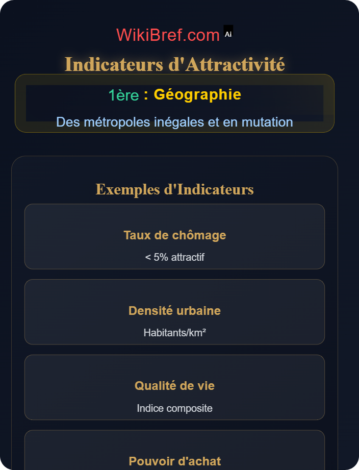 Indicateurs d’attractivité Hiérarchie des villes et attractivité