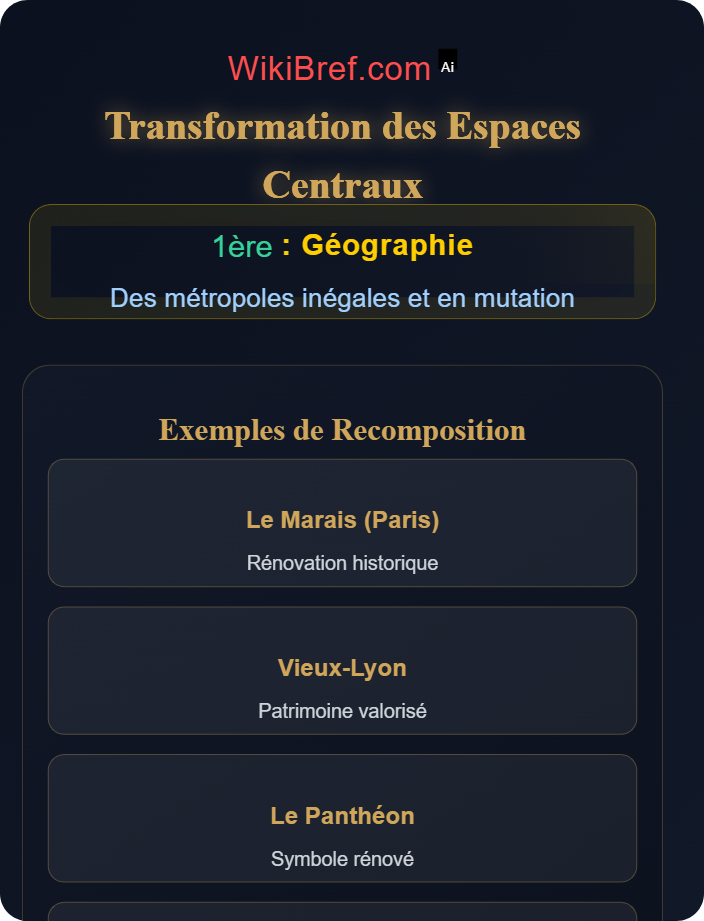 Recomposition des centres-villes Mutations des espaces métropolitains