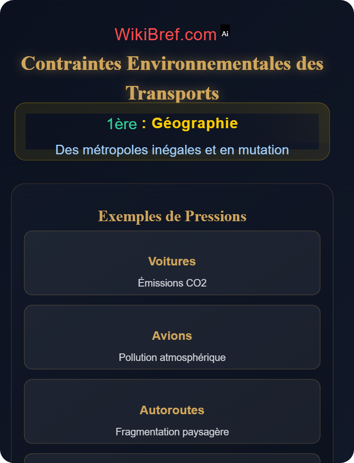 Pressions sur l’environnement Mobilités urbaines et transports