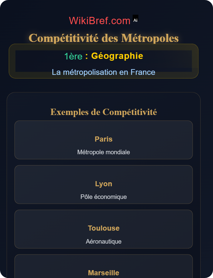 Métropoles et compétitivité Processus de métropolisation en France