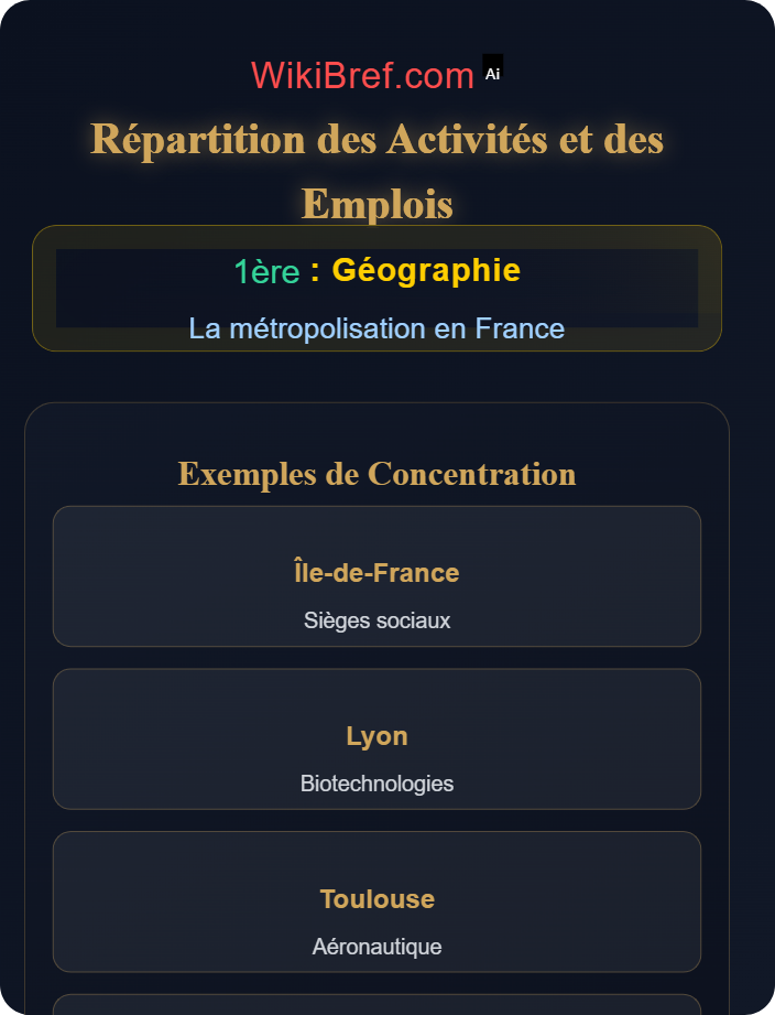 Répartition des activités et des emplois Effets de la métropolisation
