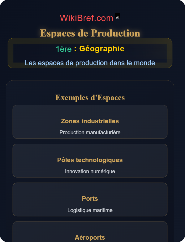 Définition des espaces productifs Diversité des espaces productifs