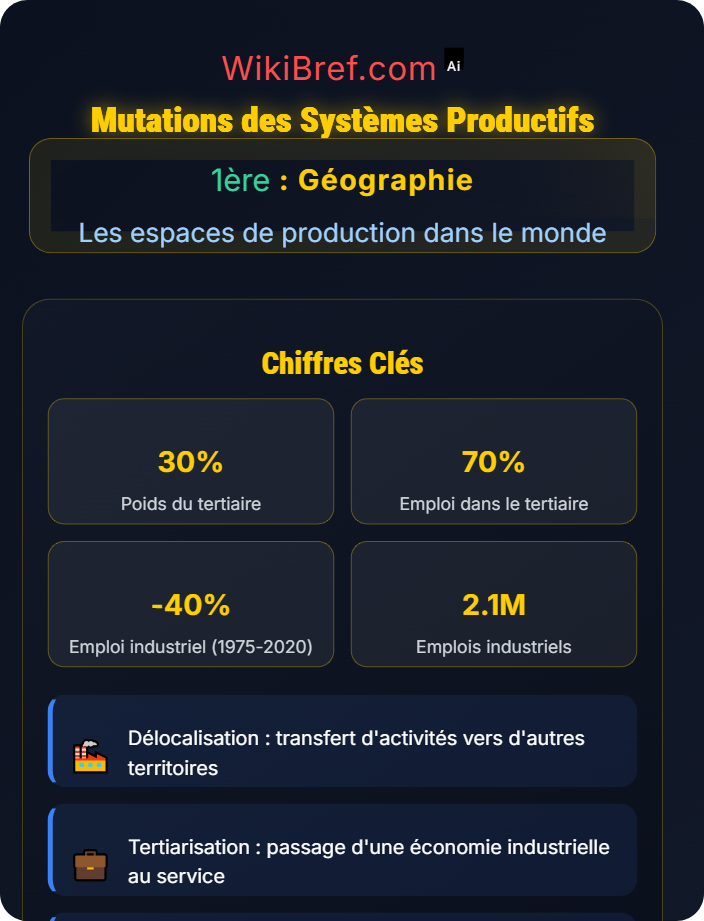 Mutations des systèmes productifs Diversité des espaces productifs