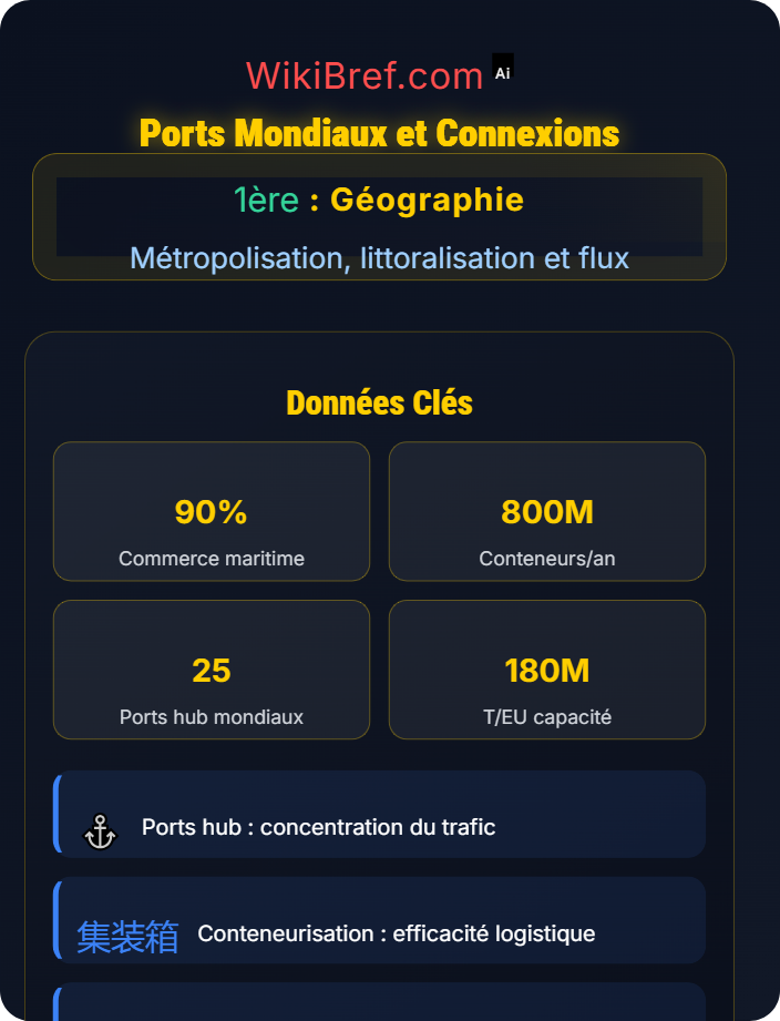 Ports mondiaux et connexions Littoralisation des activités productives