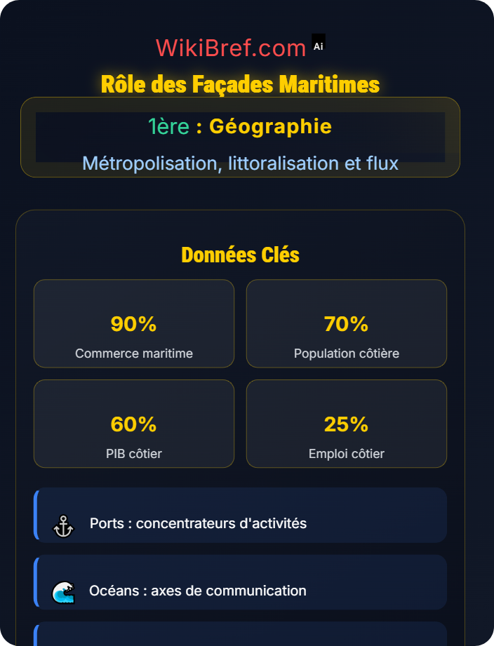 Rôle des façades maritimes Littoralisation des activités productives