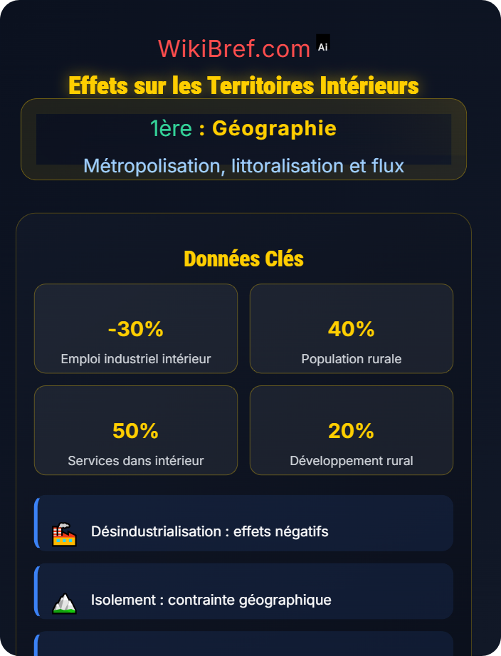 Effets sur les territoires intérieurs Littoralisation des activités productives