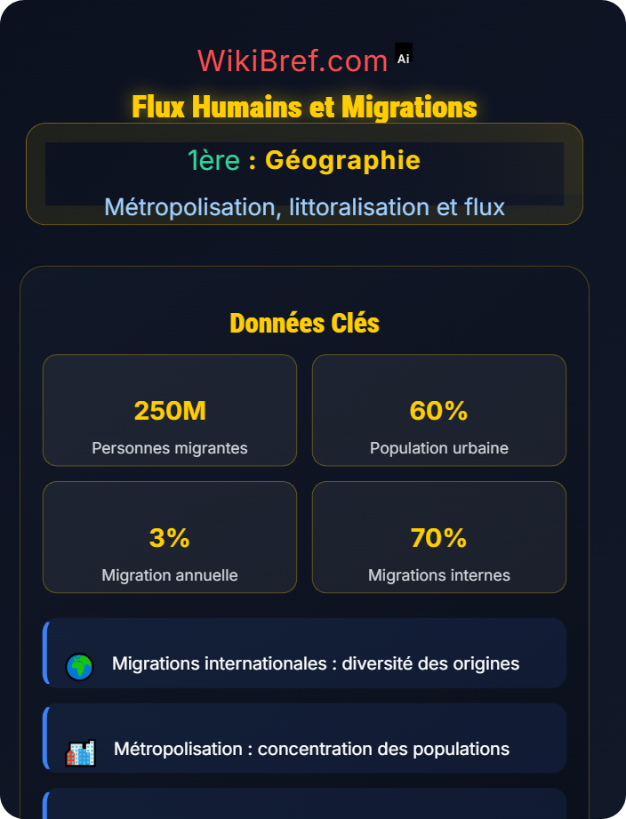 Flux humains et migrations Flux et interdépendances territoriales