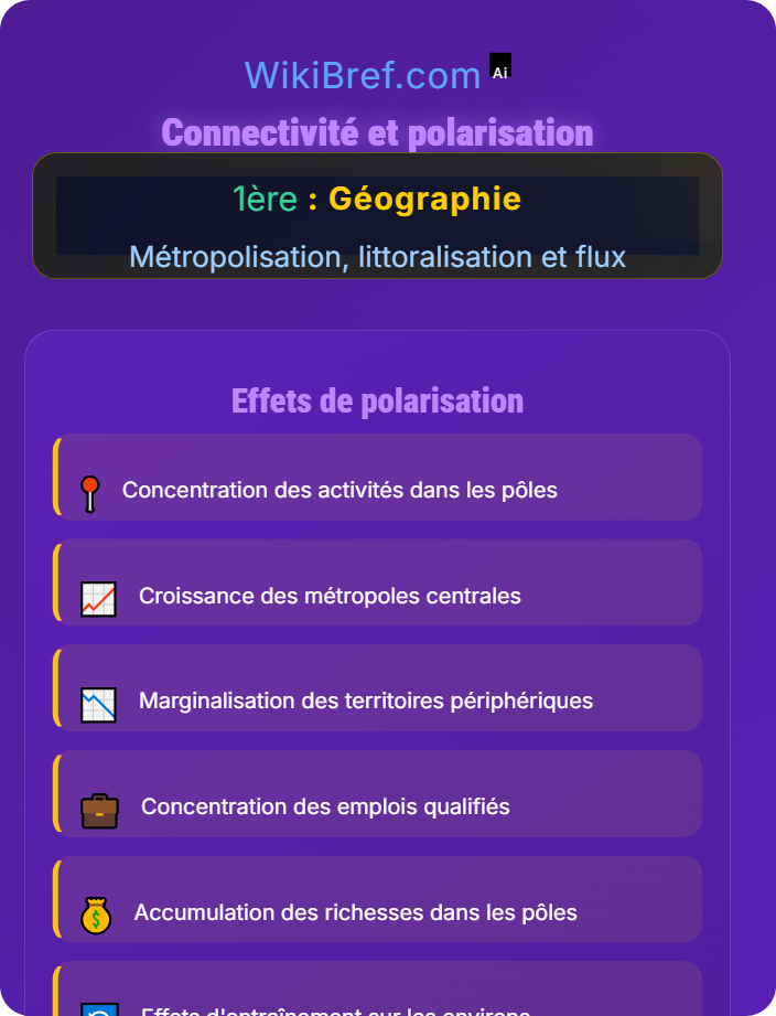 Connectivité et polarisation Territorialisation des réseaux de transport