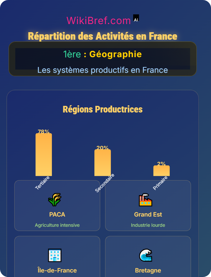Répartition des activités en France Organisation des espaces productifs français