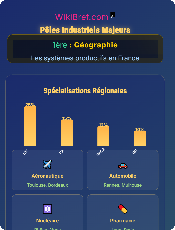 Pôles industriels majeurs Organisation des espaces productifs français