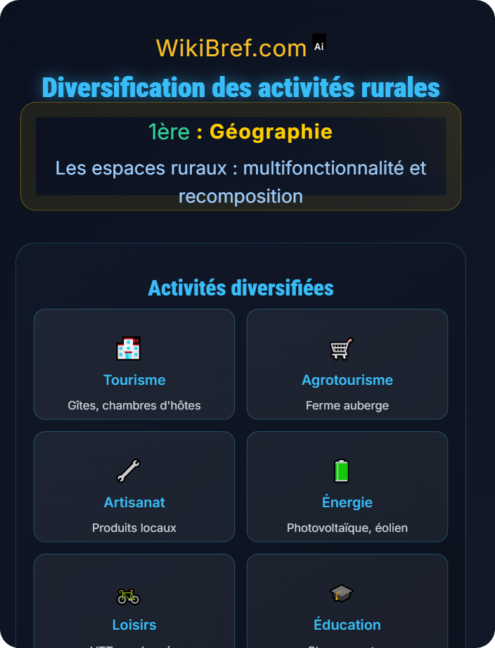 Diversification des activités rurales Recomposition des espaces ruraux dans le monde