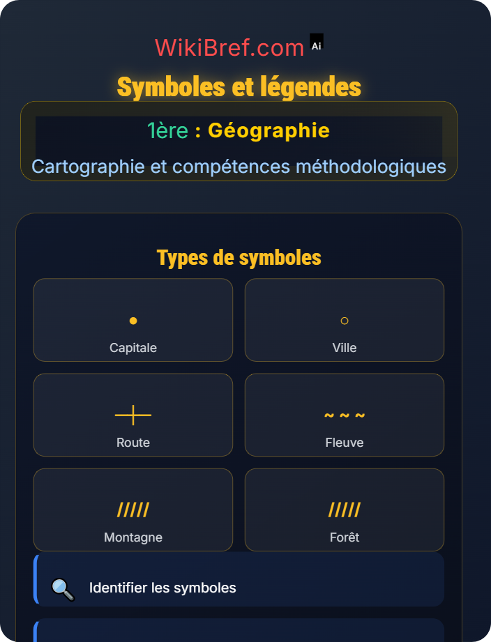 Symboles et légendes Lire des cartes et croquis