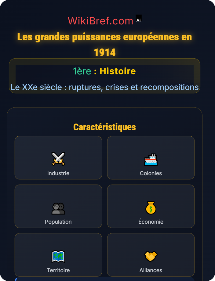 Les grandes puissances européennes en 1914 Les origines de la Première Guerre mondiale