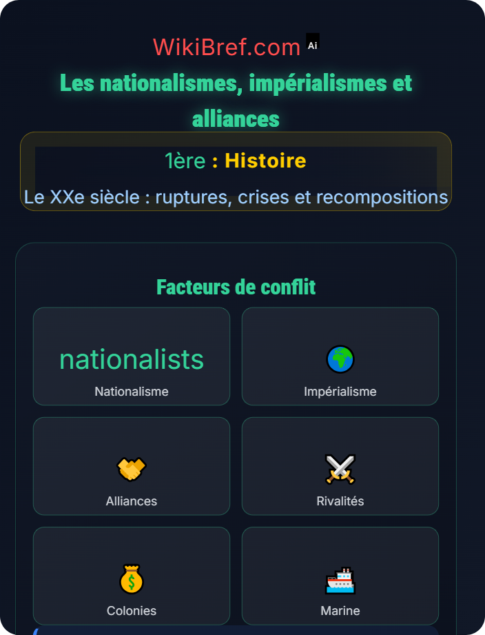 Les nationalismes, impérialismes et alliances Les origines de la Première Guerre mondiale