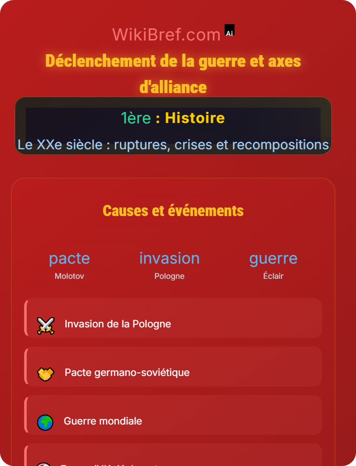 Déclenchement de la guerre et axes d’alliance La Seconde Guerre mondiale