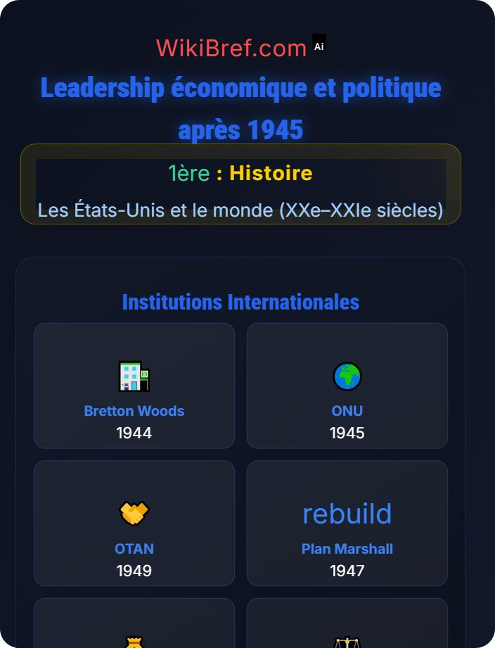 Leadership économique et politique après 1945 Les États-Unis après 1945