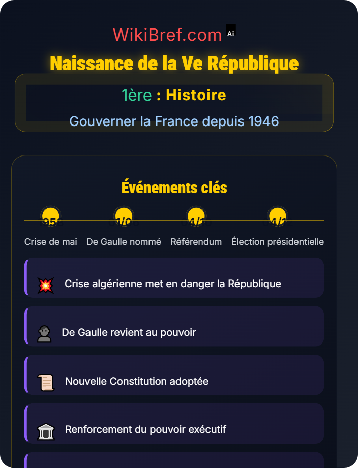 Naissance de la Ve République La Cinquième République (1958–présent)