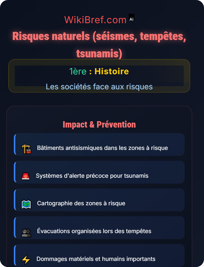 Risques naturels (séismes, tempêtes, tsunamis) Nature des risques