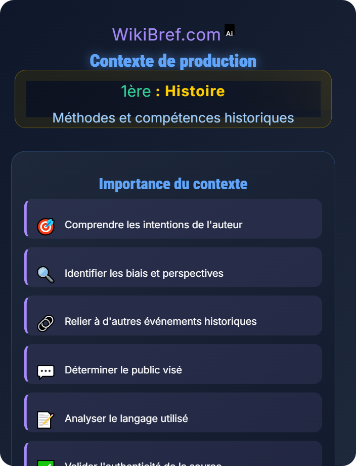 Contexte de production Lire une source historique