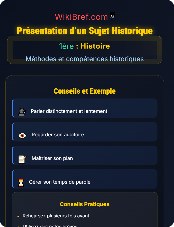 Présentation d’un sujet historique Compétences orales