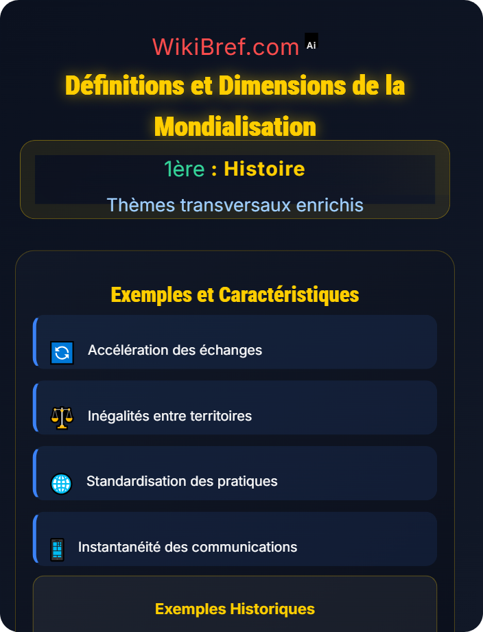 Définitions et dimensions Mondialisation