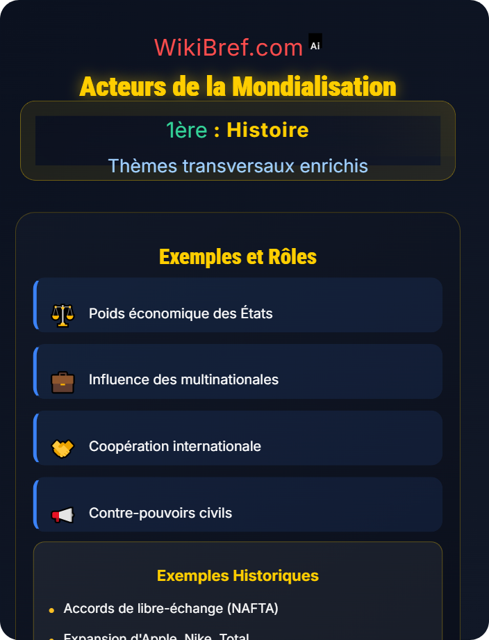 Acteurs de la mondialisation Mondialisation