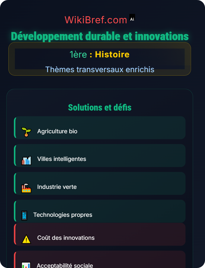 Développement durable et innovations Environnement et sociétés