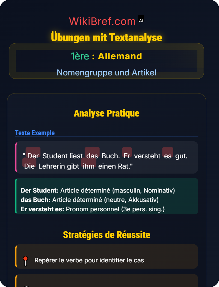 Übungen mit Textanalyse Pronomen in komplexen Sätzen