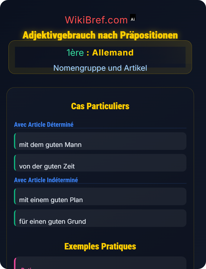Adjektivgebrauch nach Präpositionen Adjektive und ihre Deklination