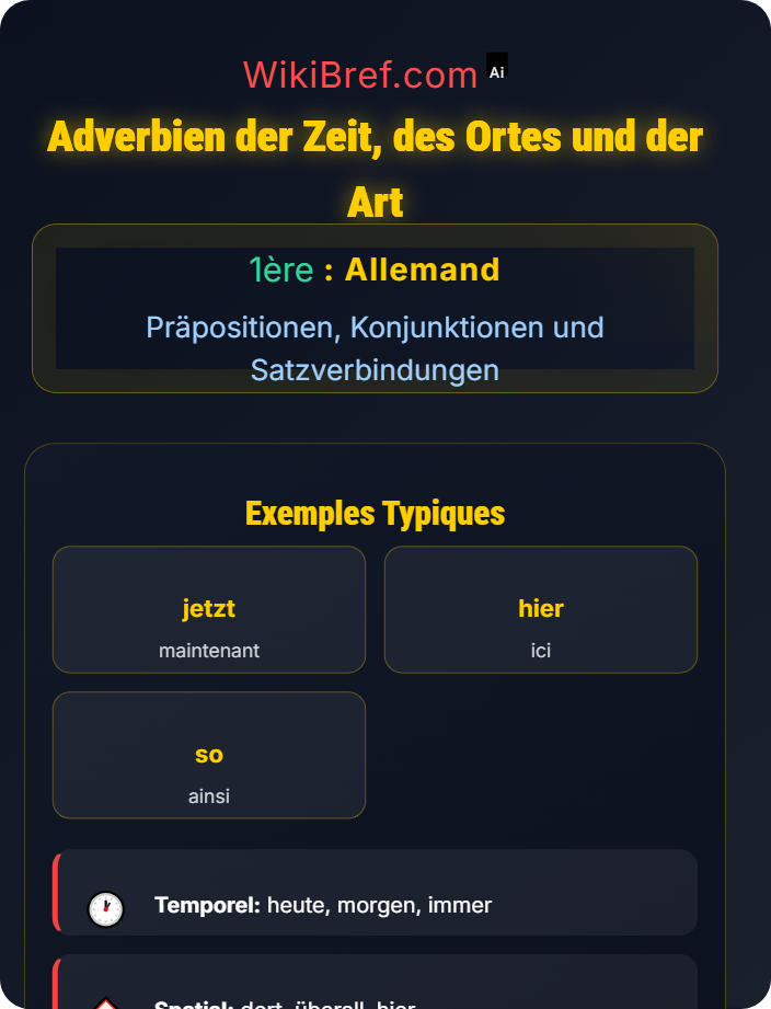Adverbien der Zeit, des Ortes und der Art Adverbien und Partikel im Satz