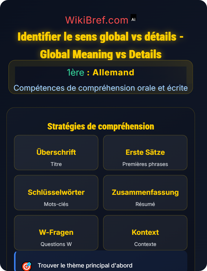 Identifier le sens global vs détails Compréhension orale