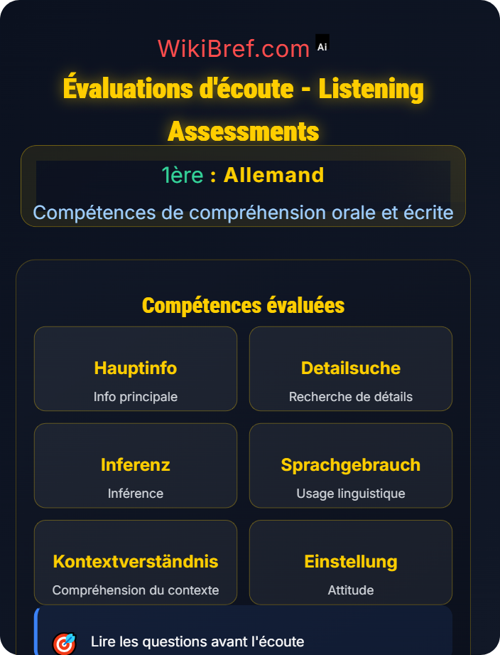 Évaluations d’écoute Compréhension orale