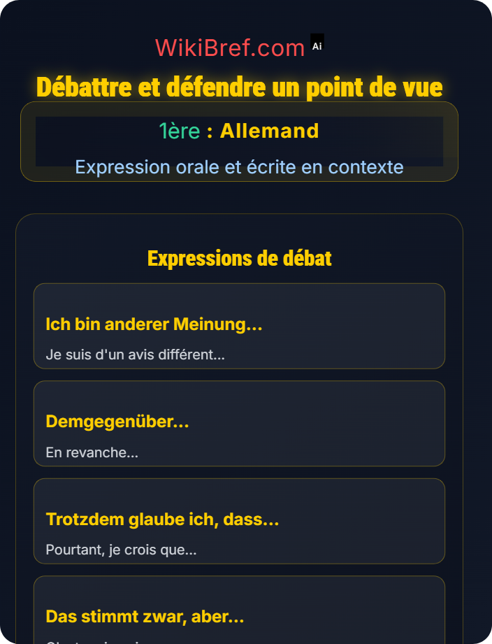 Débattre et défendre un point de vue Production orale