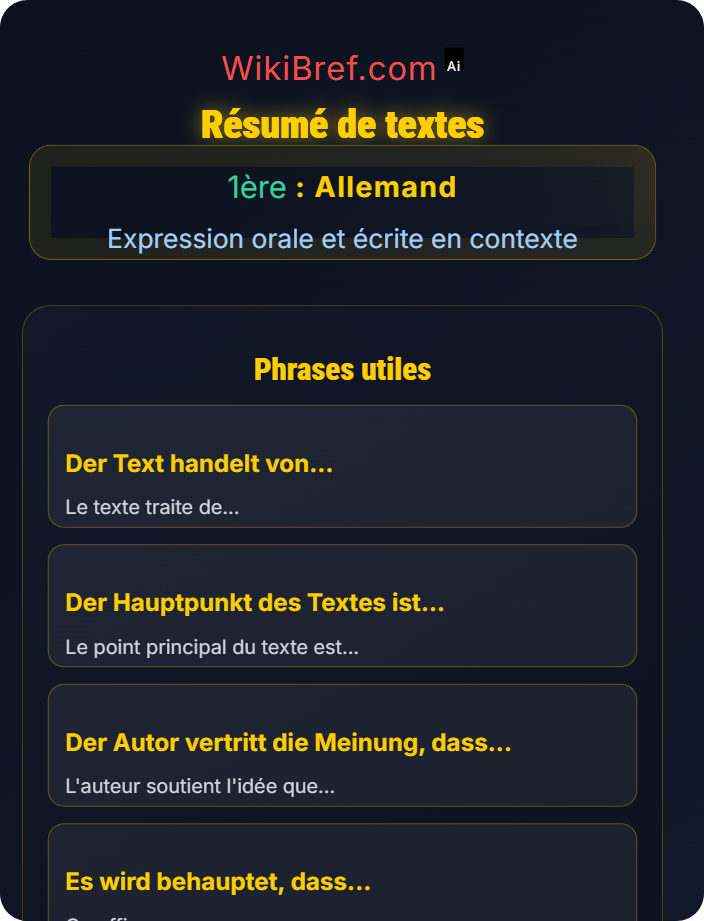 Résumé de textes Production écrite