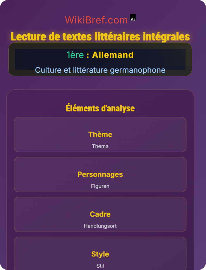Lecture de textes littéraires intégrales choisies en classe Littérature en allemand