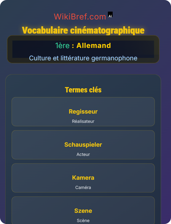 Vocabulaire cinématographique Film et médias