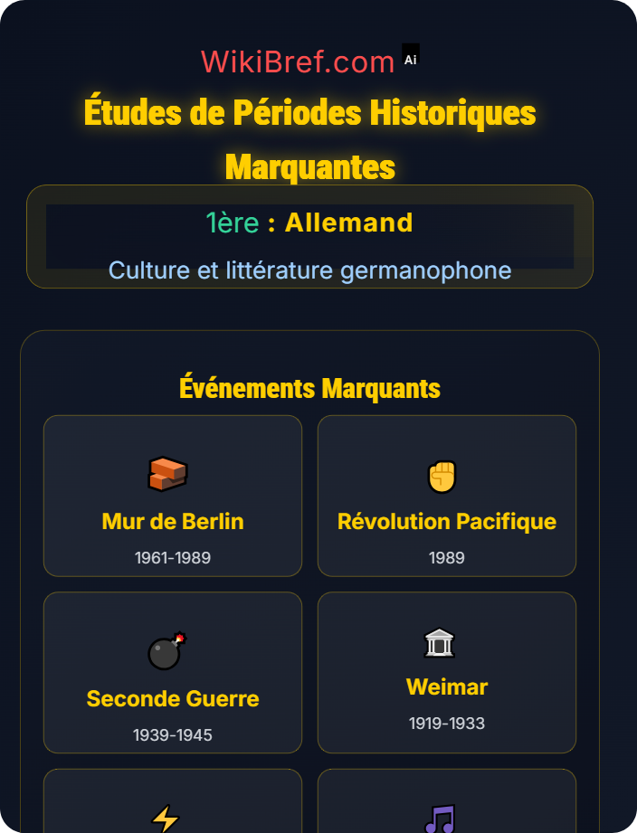 Études de périodes historiques marquantes Histoire et société germanophone