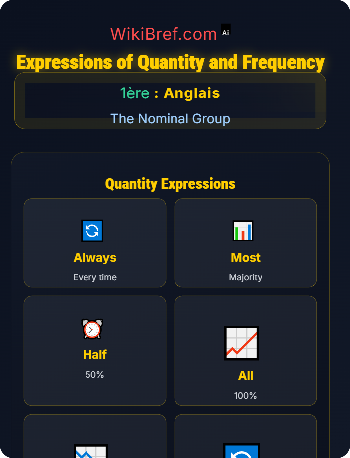 Expressions of quantity and frequency Determiners and Quantifiers