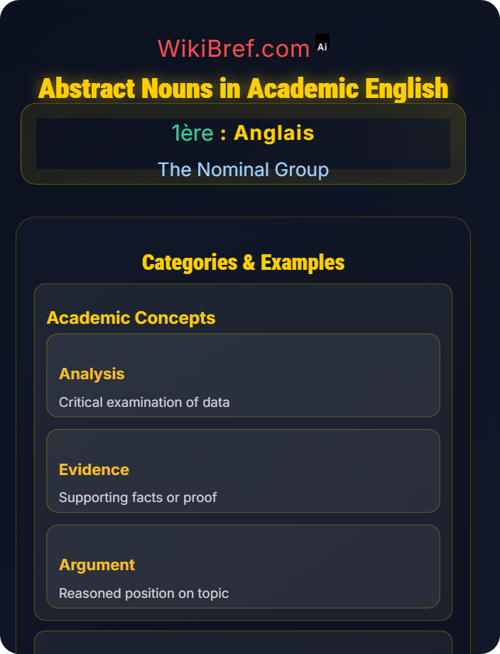 Abstract nouns in academic English Nominalisation and Abstract Nouns