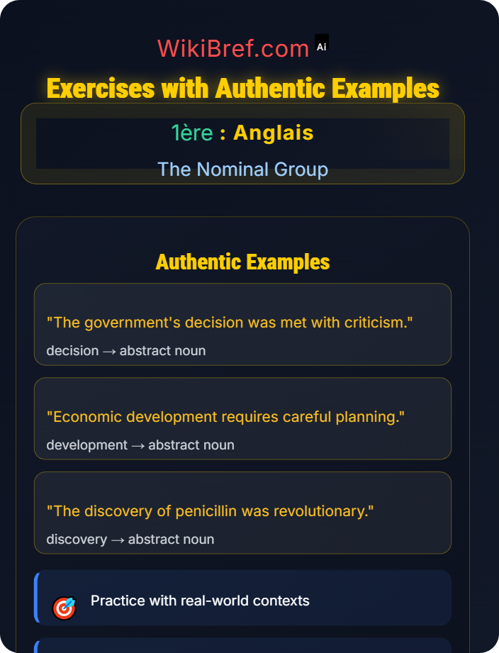 Exercises with authentic examples Nominalisation and Abstract Nouns