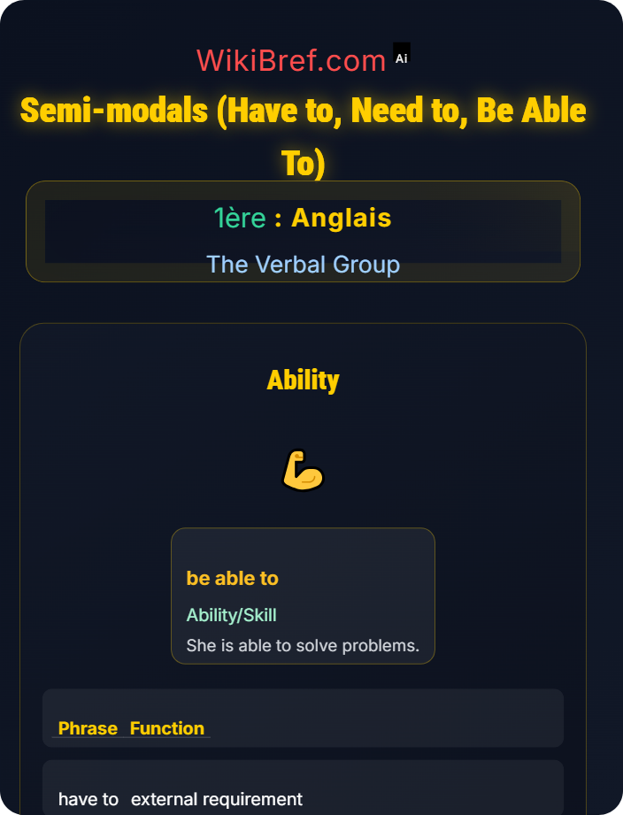 Semi-modals (have to, need to, be able to) Modal Auxiliaries and Semi-modals