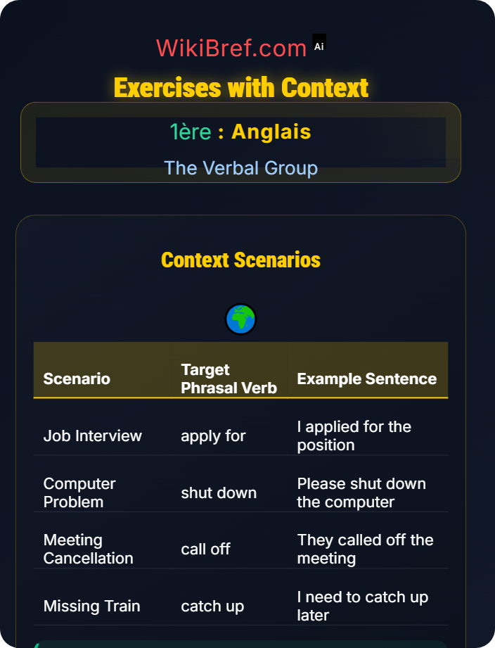 Exercises with context Phrasal Verbs and Collocations