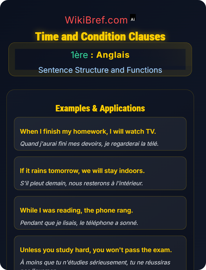 Time and condition clauses Relative and Subordinate Clauses
