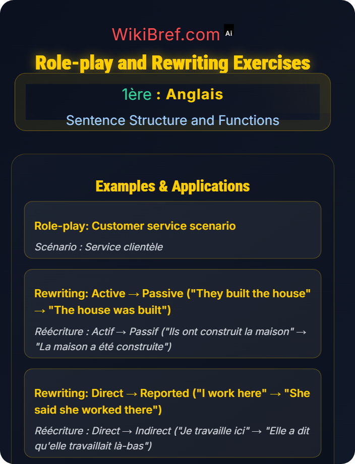 Role-play and rewriting exercises Passive Voice and Reported Speech