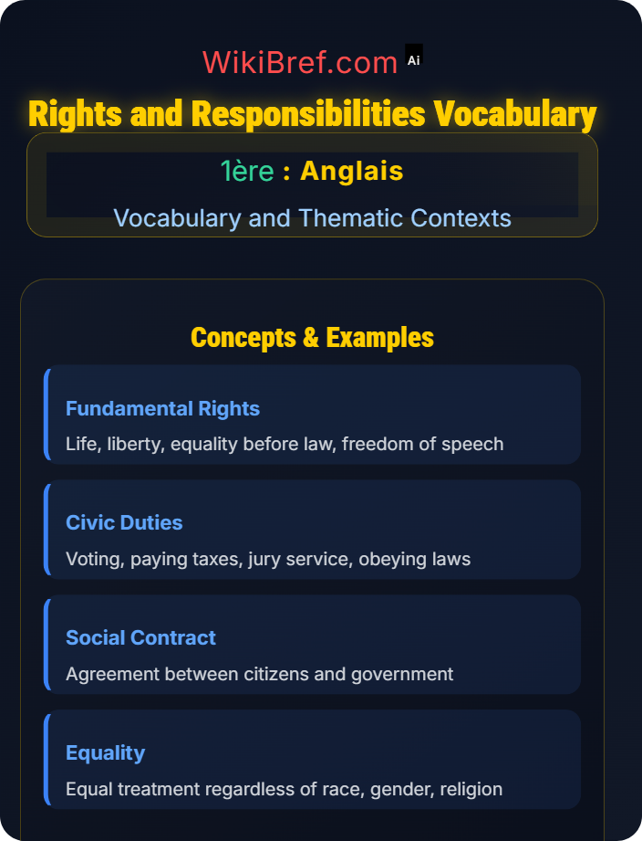 Rights and responsibilities vocabulary Society and Citizenship