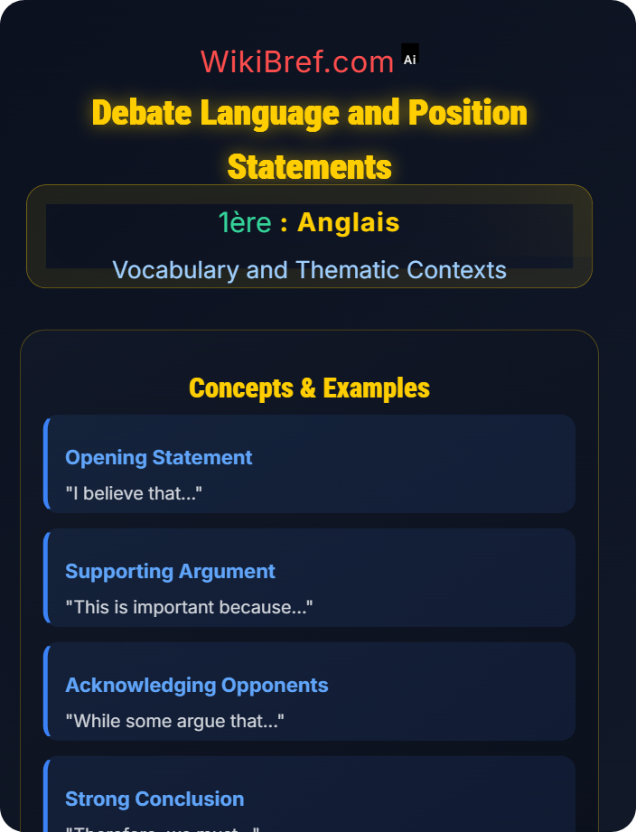 Debate language and position statements Society and Citizenship
